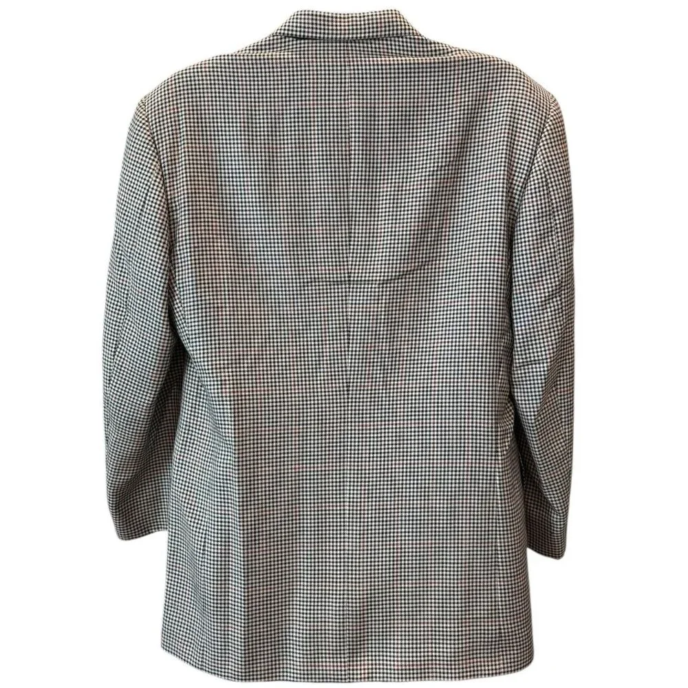 Karl Lagerfeld Paris Blazer 40R Red Accent Houndstooth‎ Silk Wool